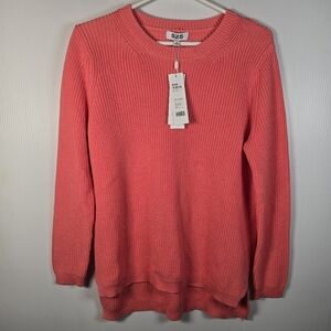 NWT 525 America Emma Shaker Knit Pink Berry Crewneck Cotton Sweater Size Small